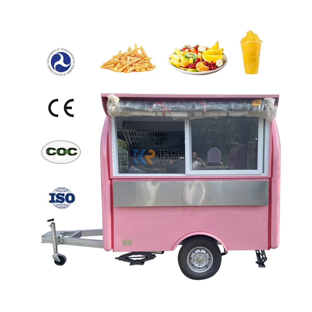 

2023 Mobile Street Ice Cream Trailer 220cm Snack Food Truck Coffee Vending Cart Snack Display Kiosk With DOT VIN