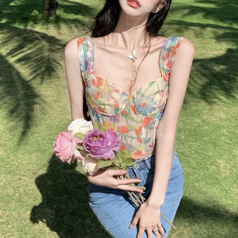 ο  Sweet Vest Suspender Sweetheart Neck   Ʈ Slim Fit Bustier ڸ ũ ž Summer Babes Street Style S M L
