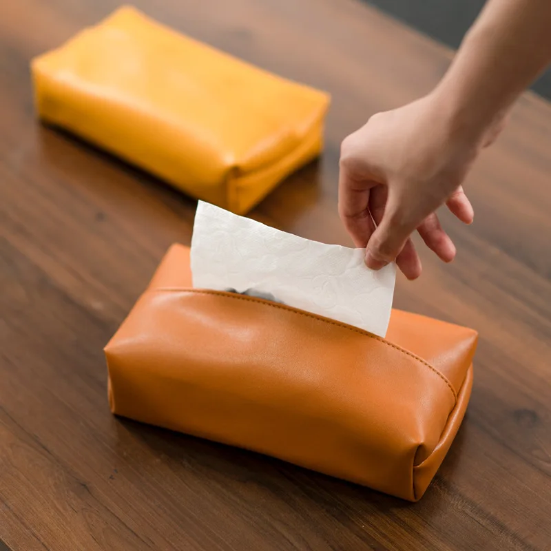 

Leather Tissue Box Light Luxury Living Room Creative Rectangular Storage Car PU Leather Drawer 20.5x12x5cm