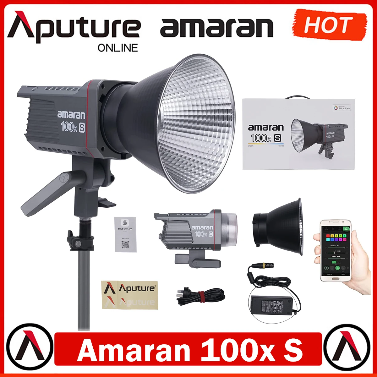

Aputure Amaran 100x S 100x-s 100W Bi-Color СВЕТОДИОДНЫЙ Video, 2700K-6500K Bowens Mount Studio светильник с App Control 100x Upgrade