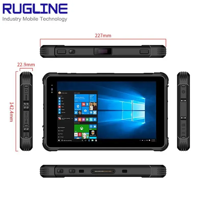 RUNGLINE 방수 산업용 견고한 태블릿 PC, 윈도우 10 컴퓨터, 2D 바코드 스캐너, 8 인치 IP67