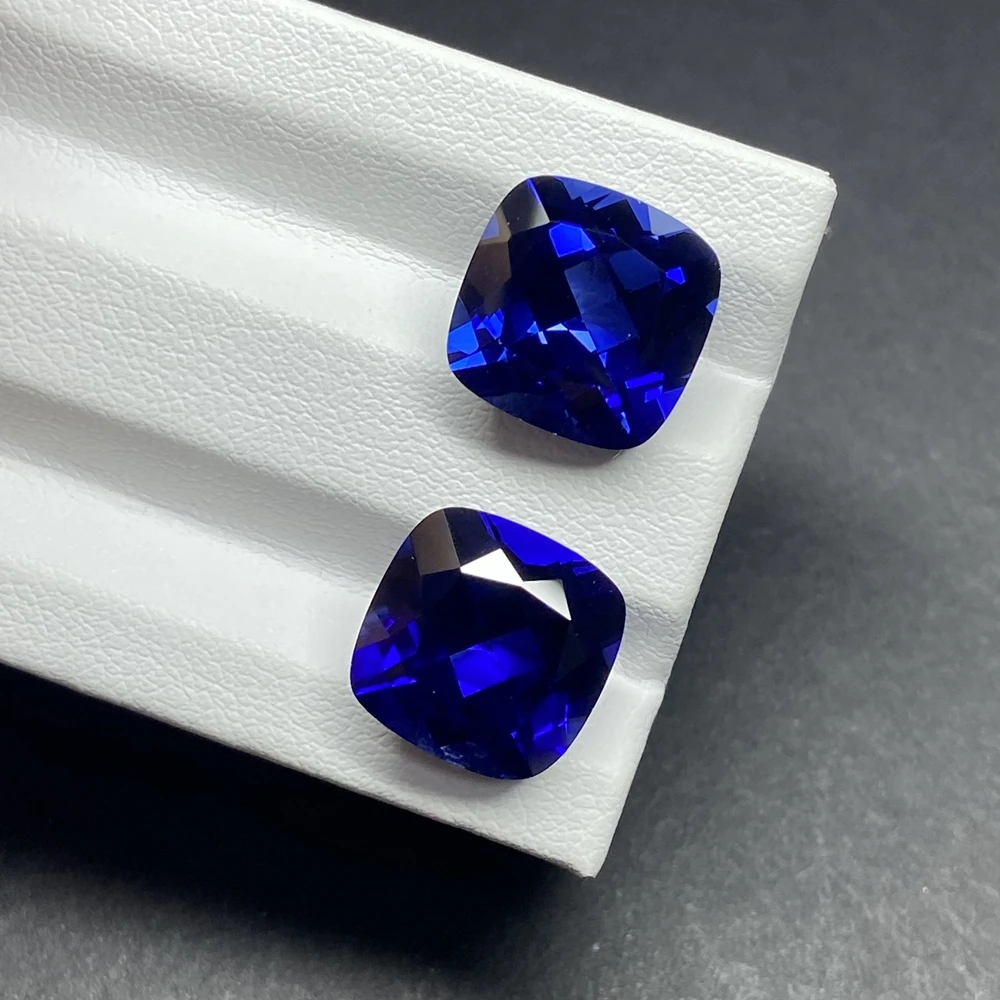 Meisidian10*10mm 5.3 Carats Laboratory Royal Blue Sapphire Gemstone Cushion Cut Corundum Sapphire Stone For Jewelry