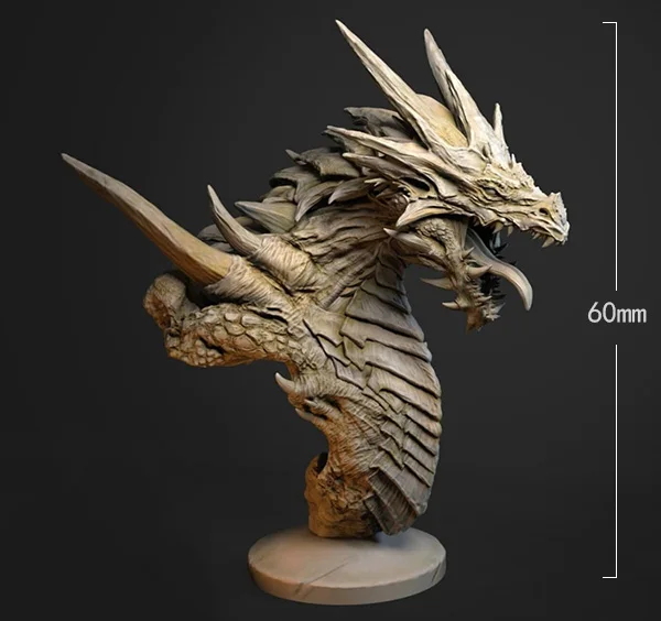 

60mm Resin Model Kits Dragon Bust Figure Unpainted No Color DW-113