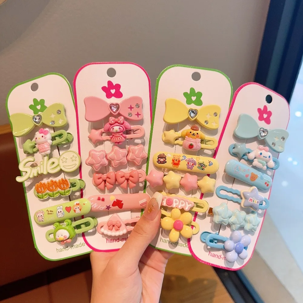 

6pcs Sanrio Anime Kawaii Cute Hello Kitty Kuromi My Melody Hairpin Hair Roller Girly Decoration Cartoon Headwear Holiday Gift