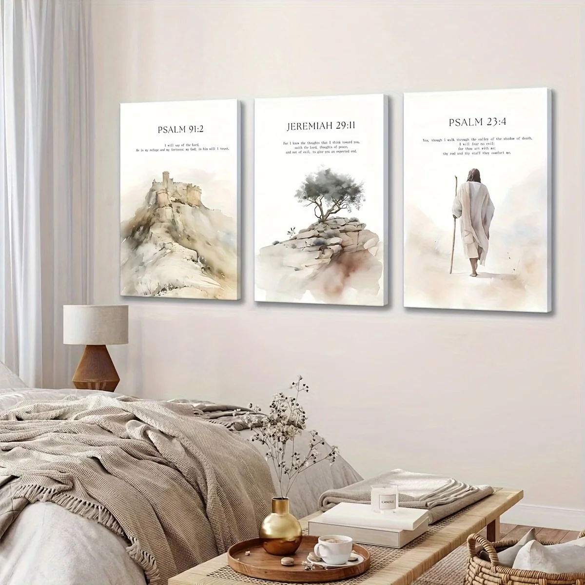 3pcs Unframed Jesus Wall Painting Christian Bible Verse Canvas Poster Print Minimalist Bible Story Bible Wall Painting Decor 1