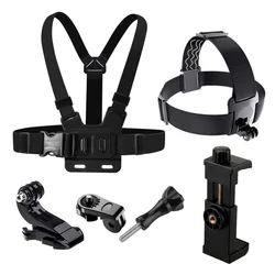 Enhanced Stability & Versatility Action Camera Kit - 6 - Piece Set with Head and Chest Strap Mounts - 6Pcs