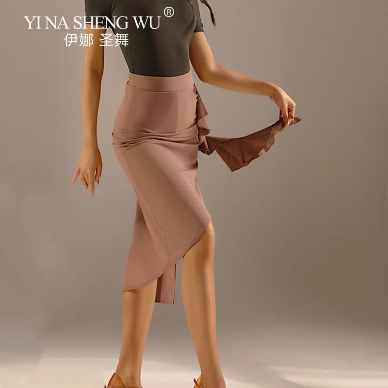 New Latin Dance Halfbody Skirt for Women Adult National Standard Dance Clothing Ruffle Edge Latin Training Top Skirt dance skirt