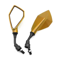 Enhanced Motorcycle Rearview Mirrors - Blue M10 ABS HD Side Mirror for Scooters, E - Bikes, ATVs, and Dirt Bikes (Gold)
