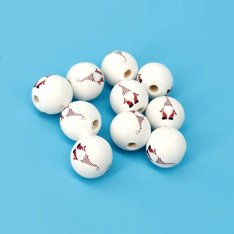 New 500pcs Christmas Wooden Beads White Loose Beads Elk Christmas Old Man Tree Snowman Pattern Beads DIY Jewelry Accessories
