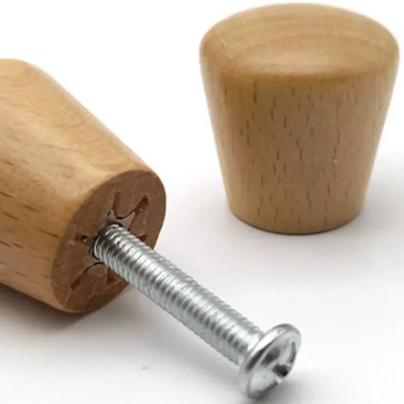 Furniture Handles Kitchen Door Handles 6Pcs Wardrobe Knobs Wooden Cabinets Conical Handles Door Drawer Pulls Single Hole Round