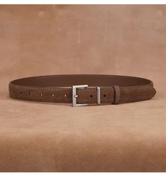 Elegant Women's Suede Cowhide Leather Belt with Metal Buckle - 2.8cm Wide - 100cm (1161 burnt orange)