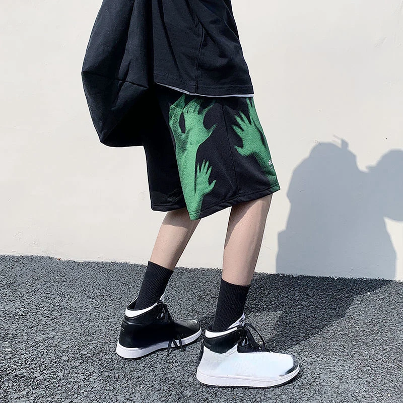 

New Men's Casual Oversized Shorts 2023 Fashion Printed Elastic Waist Hip Hop Shorts Korean Streetwear Male Short Trousers