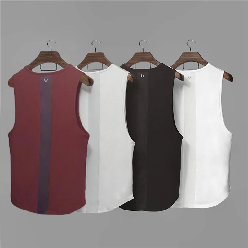 

Sports vest men's cotton color matching fitness clothes summer new slim-fit American training sleeveless vest t-shirt