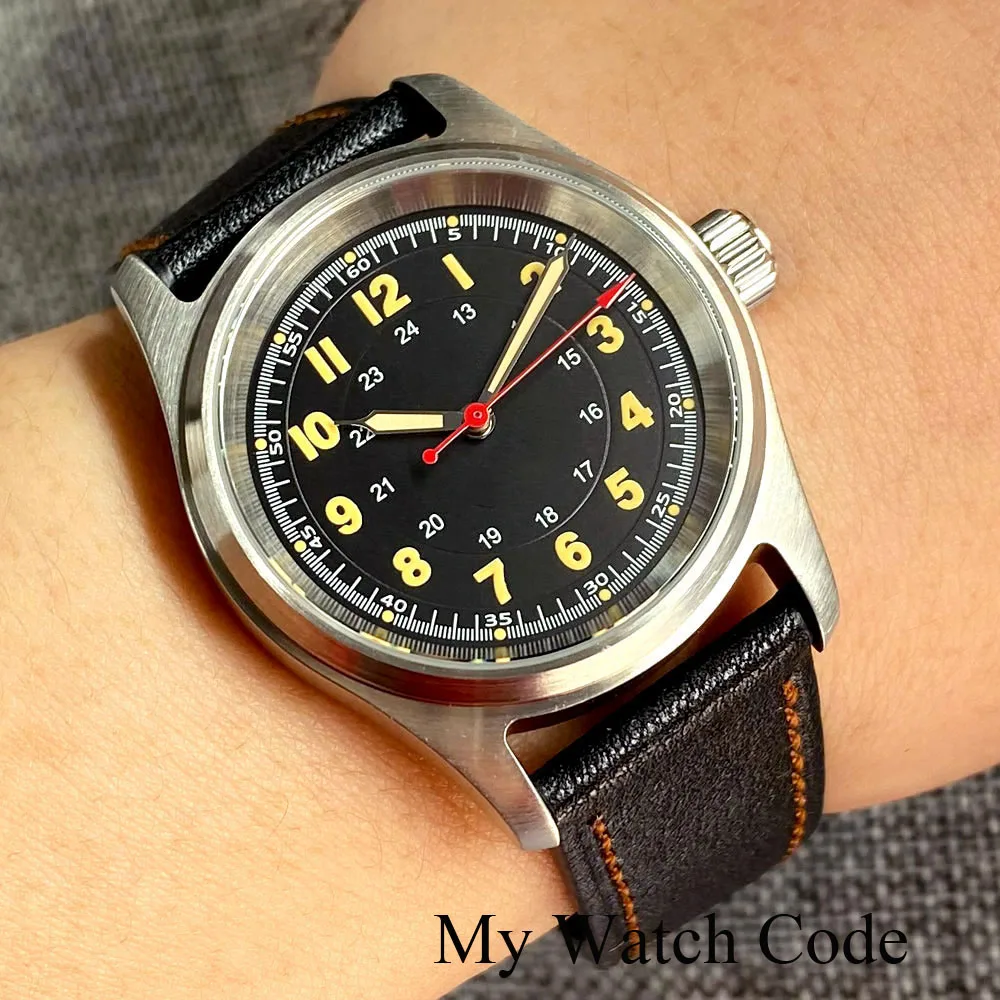 Diver 36Mm Tandorio Vintage Pilot Automatic Watch Men Lady Nh35 Army Orologi Hombre Relojes Red Arrow Hand Green Number 316L