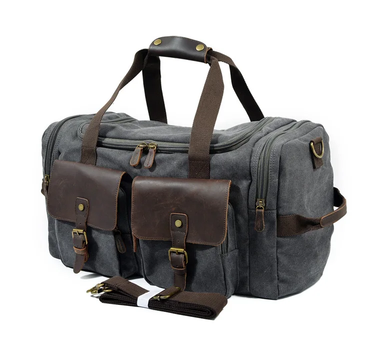 Mens & Womens Canvas Duffle Bags Grey Brown Green