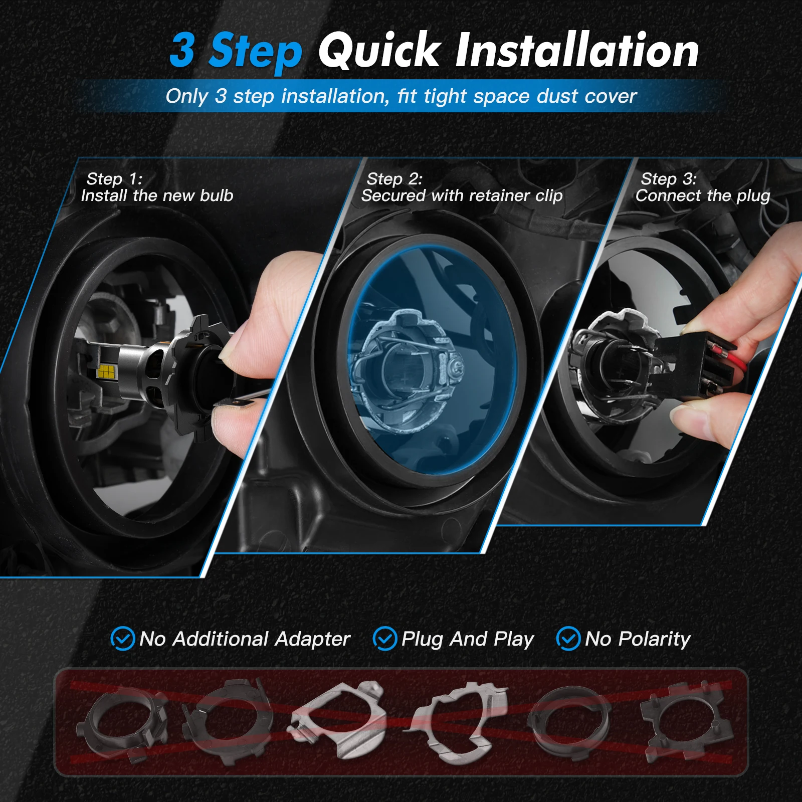 BEVINSEE High-Performance LED Headlight Bulbs with Wireless Turbofan Technology
