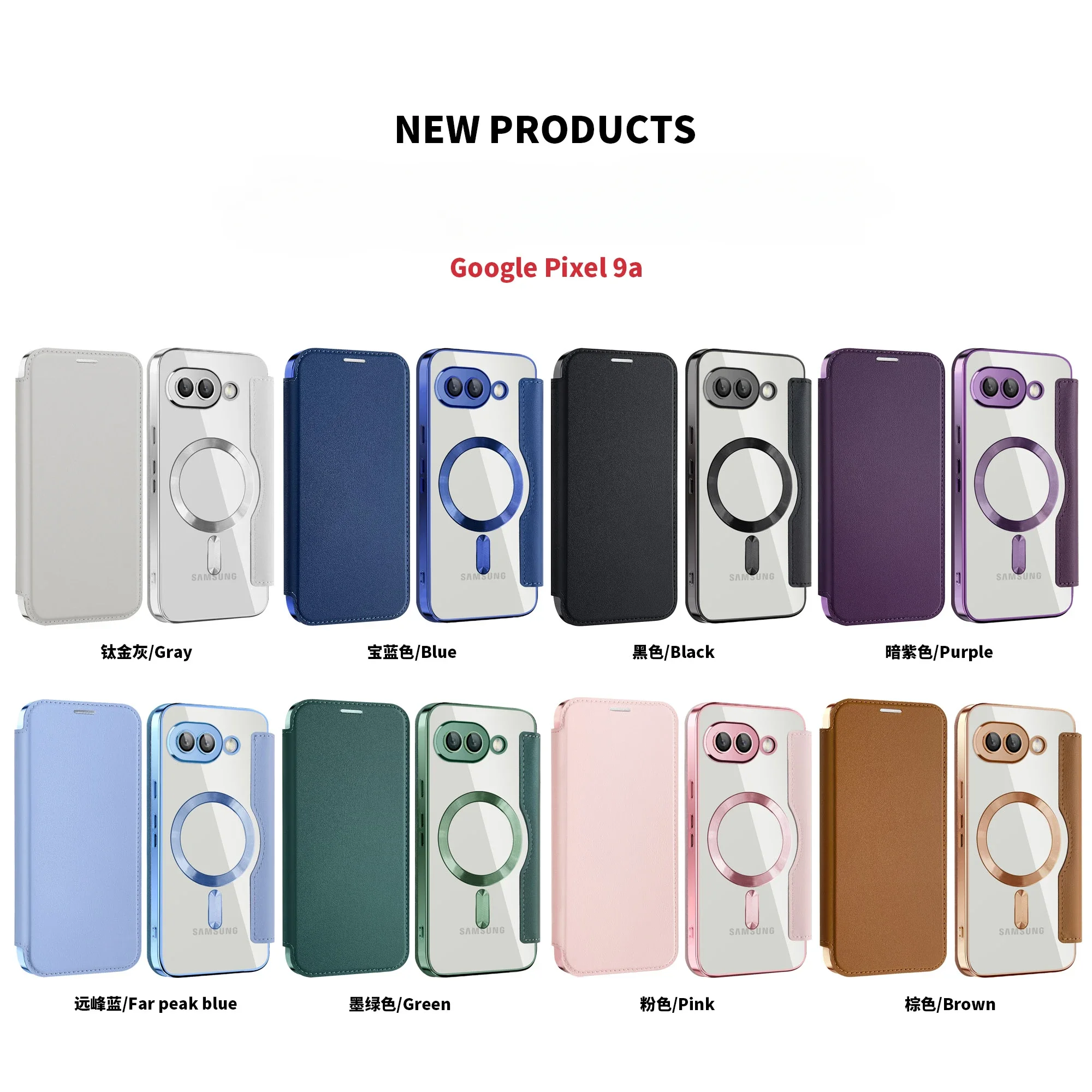 Luxury Transparent Flip Leather Wallet Magnetic Phone Case with Card Slot and Magsafe Cover