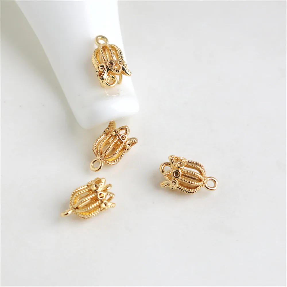 

14k gold-packed birdcage small pendant tassel cap pendant bracelet necklace diy shape handmade jewelry pendant accessories