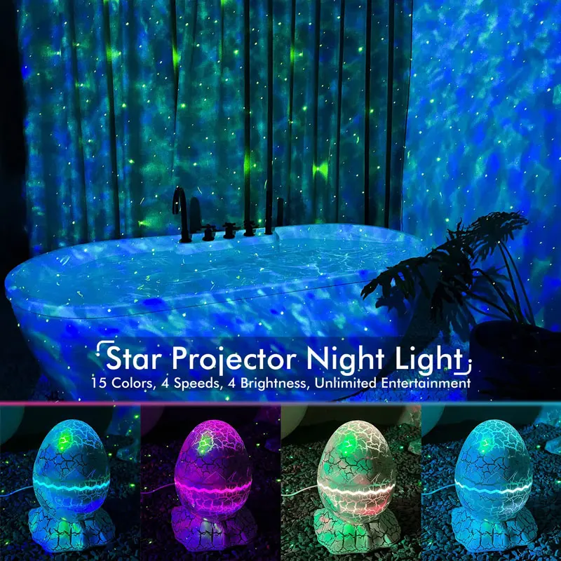 Bluetooth Speaker Portable Light Bulb Crack Dinosaur Egg Bluetooth Starry Sky Projection Light Indoor Water Ripple Laser Portable Light Speaker Atmosphere Nightlight