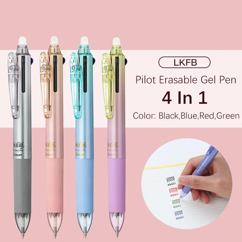 

1pc Pilot FRIXION 4 In 1 Gel Pen Erasable Ink LKFB-80UF Black/Red/Blue/Green Ink Colors 0.38mm Student Stationary Supplies