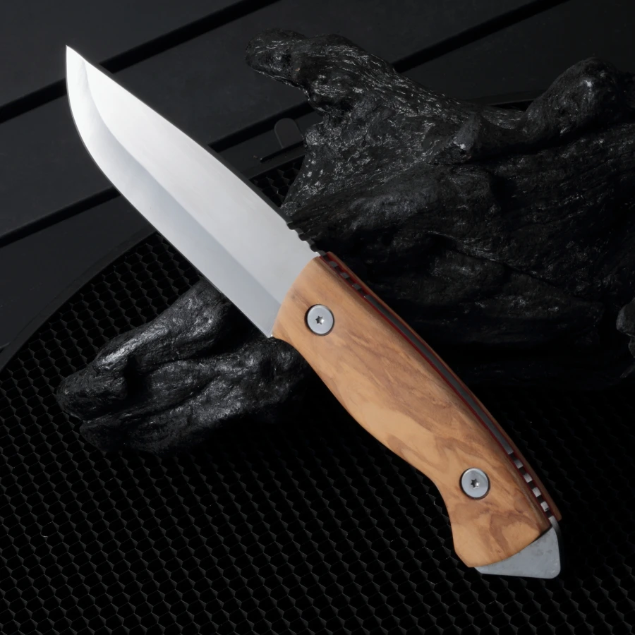 High-Density Stainless Steel Fruit  Meat Knife - Olive Wood Handle