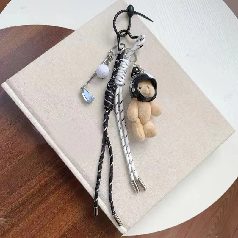 Creative Bag Pendant Cute Couple Backpack Keychain Decoration Punk Style Helmet Bear Kitten