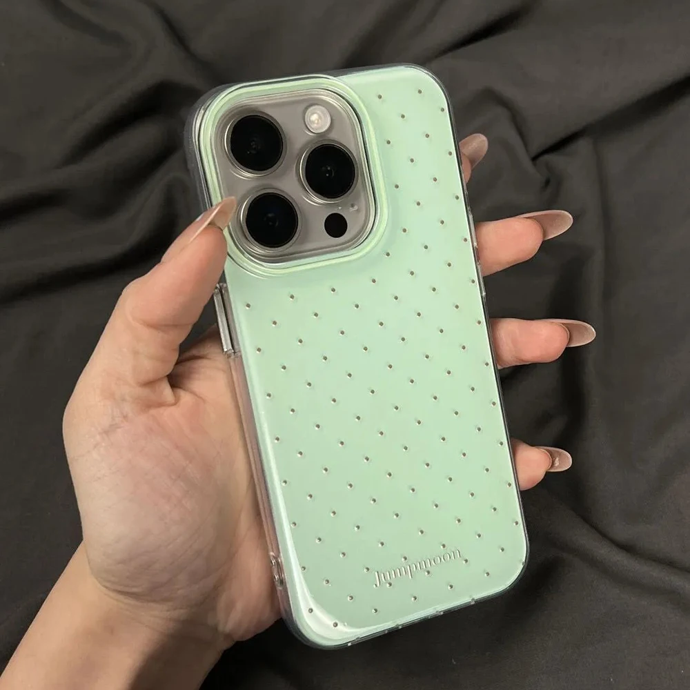 Korean Ins Simple Color Polka Dots Phone Case