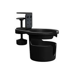 Universal Adjustable Desk Drink Holder with Upgraded Arm Clamp (B - Black1)