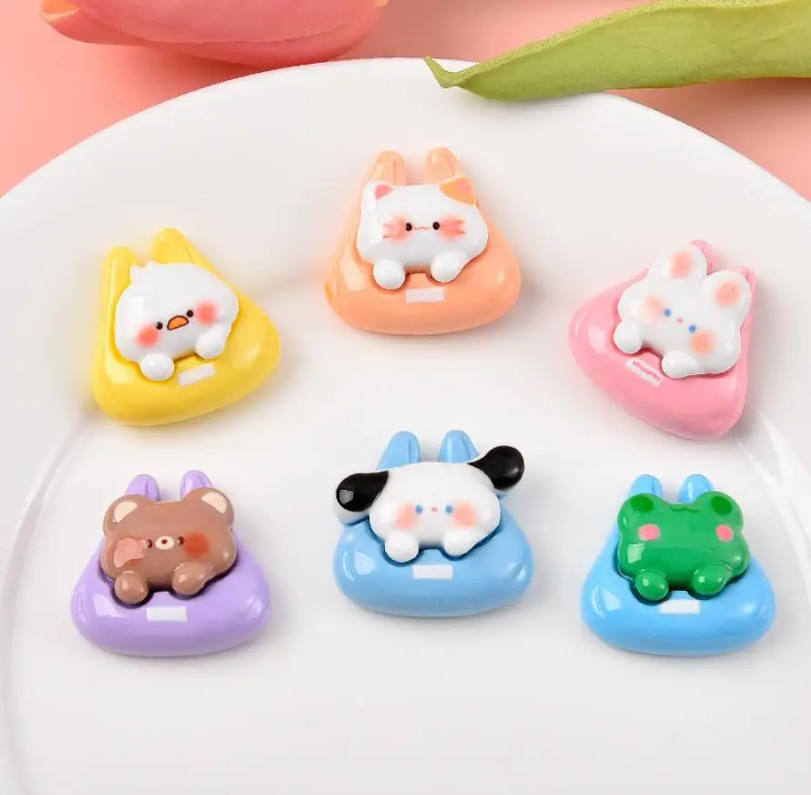 

100pcs Kawaii Cartoon Animal Bear Rabbit Frog Flatback Cabochon Scrapbook DIY Children's headwear Decor Accessories