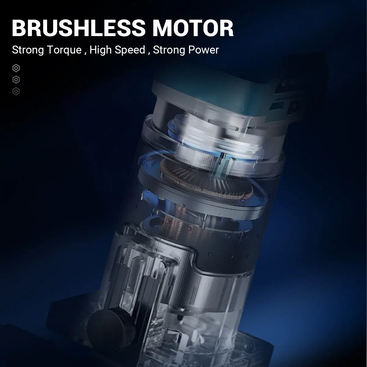 Drillpro 5 Speeds Brushless Electric Trimmer Machine Cordless Wood Router Woodworking Engraving Slotting for 18V Battery