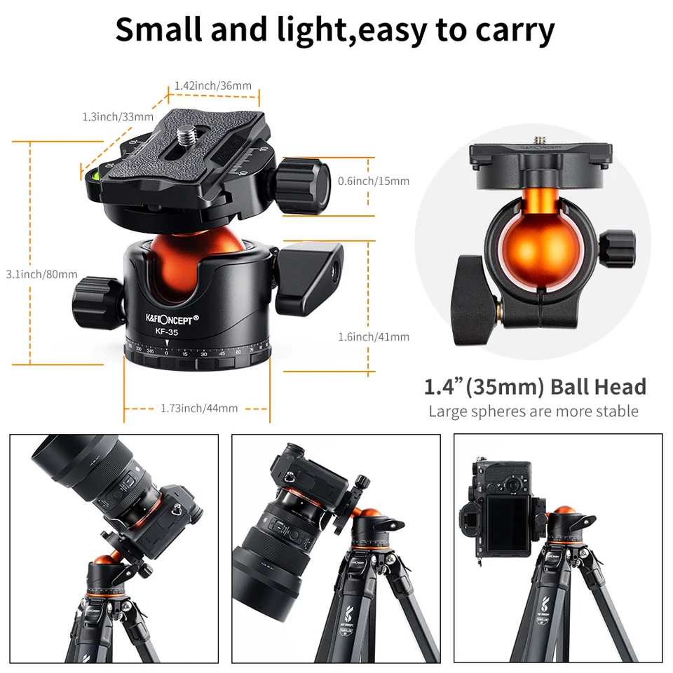 K&F Concept Professional 28mm Metal Tripod Ball Head 360 Degree Rotating Pa Monopod Ball Head 28Mm 360° 1⁄4\u0027\u0027 22Lbs⁄10Kg K\u0026F Concept - K\u0026F Concept
