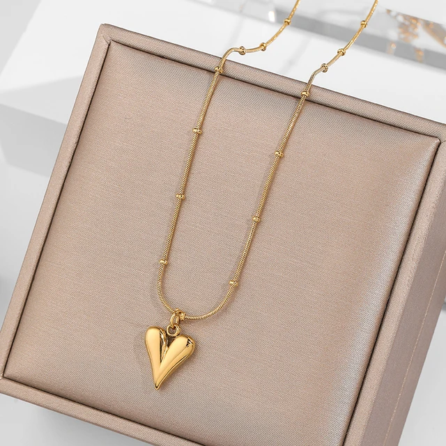 Ramos tempérament coeur pendentif chaîne collier pour femmes en acier inoxydable élégant collier ras du cou bijoux cadeau de fête 1