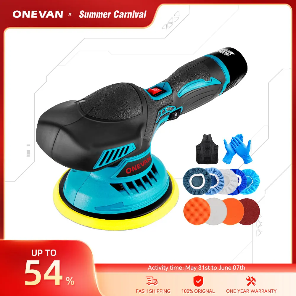 Onevan Akku-Auto polierer 6-Gang-Geschwindigkeit einstellbar 12V elektrische Auto polier maschine Home Cleaning Waxing Schleif maschine