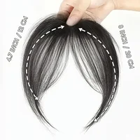 Extensions de cheveux synthétiques à clipser pour la partie frontale, avec frange à raie centrale, naturelles, sans démarcation, style oblique français et frange en forme de huit 6