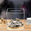 Transparent Bank Box Durable Acrylic Saving Money Box Transparent Piggy Bank Cube Saving Coins Storage Box Money Saving 12cm 5