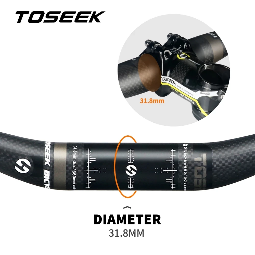 Bicycle Handlebar Mountain Bike MTB Handle Bar 31.8mm Carbon Fiber Handlebar 580/600/620/640/660/700/720/740/760mm TOSEEK