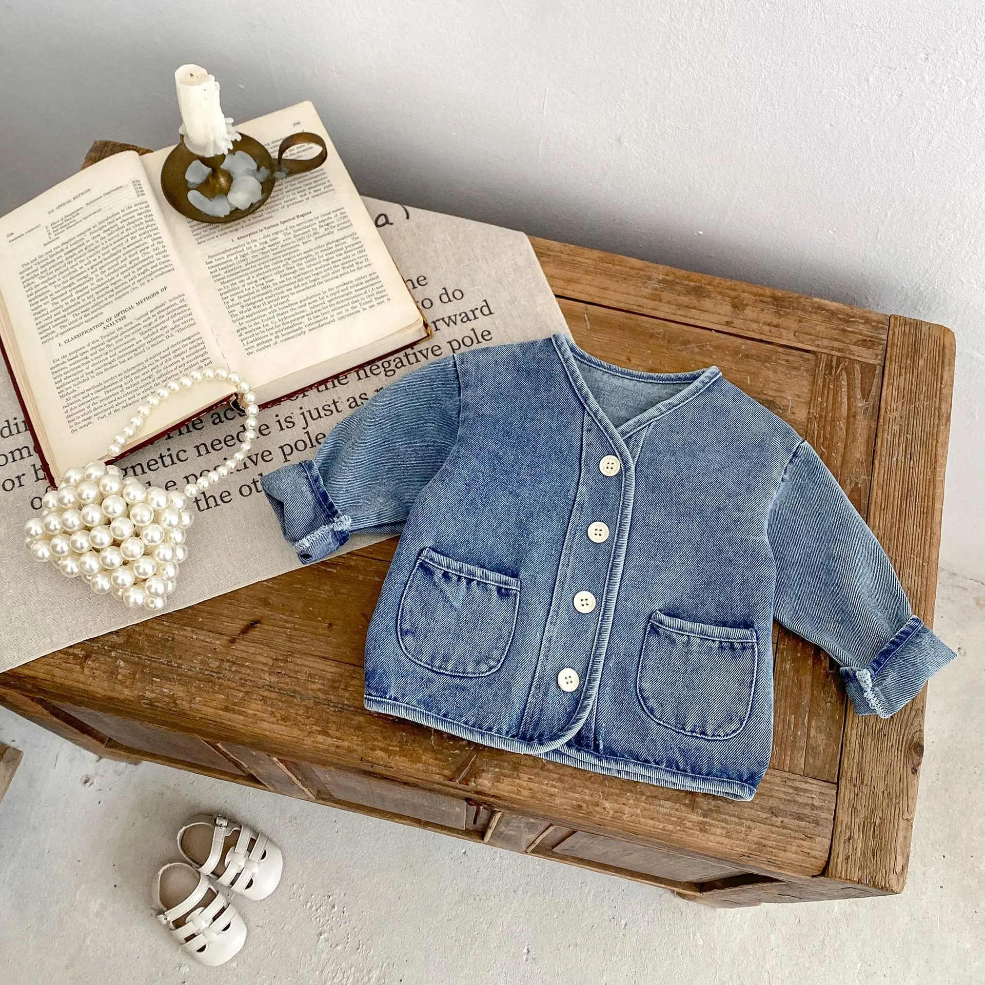 Autumn New Infant Girl Long Sleeve Denim Cardigan Solid Boys Casual Coat Toddler Baby Pocket Jacket Fashion Baby Clothes