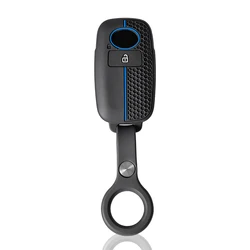 Silicone Car Remote Key Case and Keychain Accessory - 2 - Button FOB Shell (Blue)