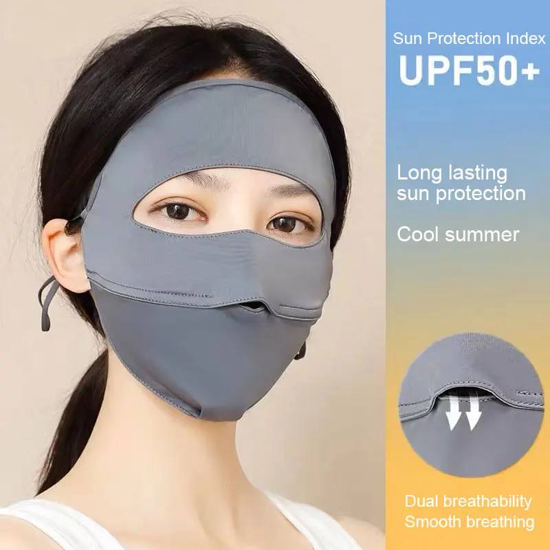 Full Face UV Protective Mask Fashion Simple Solid Breathable Soft Stretch Hanging Ear Type