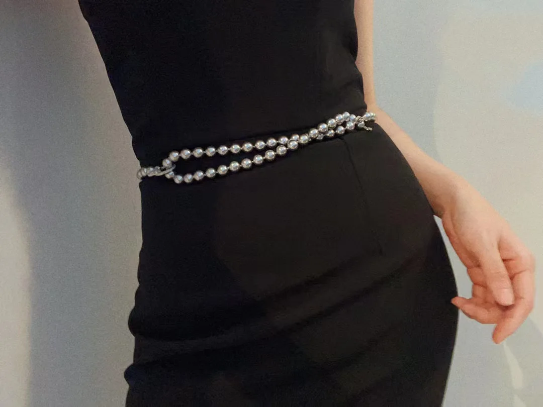 Natural Deep Sea Shell Pearls Large Particles Platinum Gray Pearl Sweater Chain Multiple Wearing Methods Double-Layer Necklace