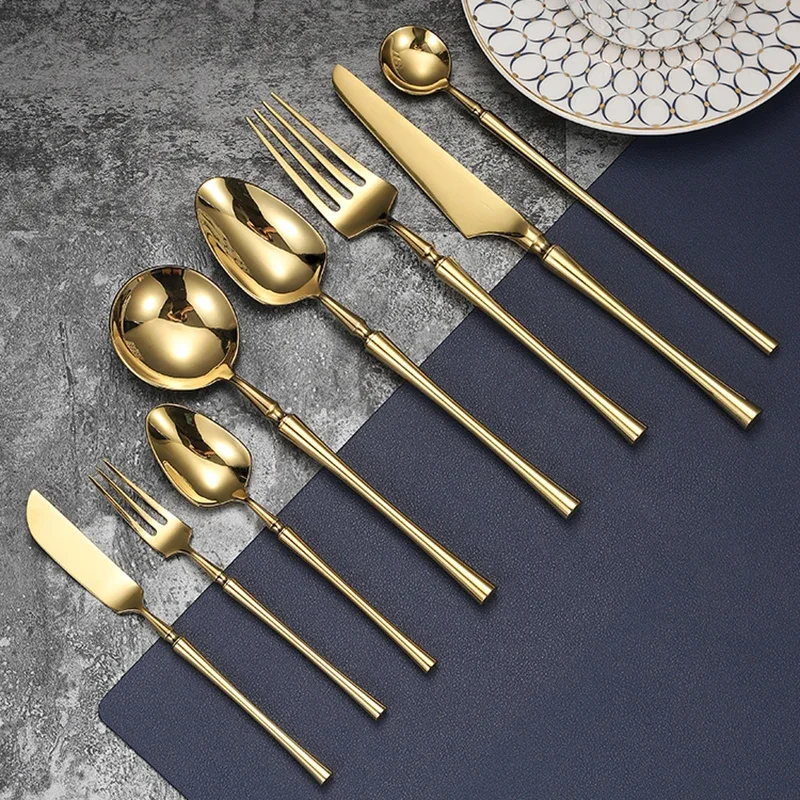 Bright Gold 18/10 Stainless Steel Luxury Cutlery Dinnerware Tableware Set - Image 6