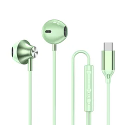 Premium HiFi Surround Sound In - Ear Headphones with USB Type - C and Wired Control (Green Type C)