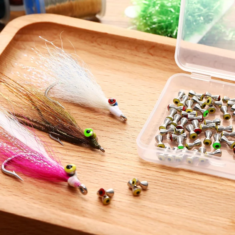 Fishing Fly Dumbbell Eyes Fly Tying Materials Alloy Fly Tying Dumbbell Eyes Fly Tying Barbell Eyes Materials Fishing Lure Tools 2