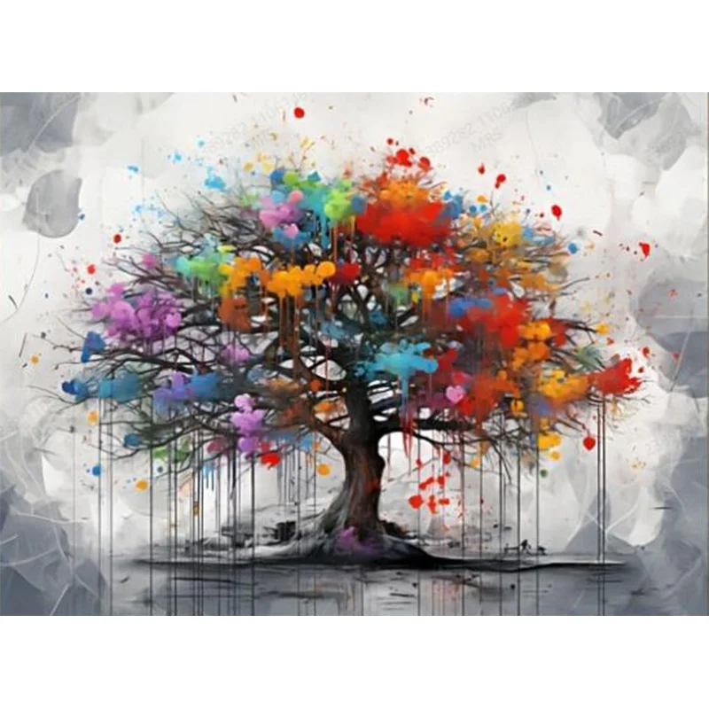 

AB Алмазная вышивка крестиком, цветной рисунок деревьев, 5D алмазная вышивка своими руками, картина, настенное украшение, подвесная картина