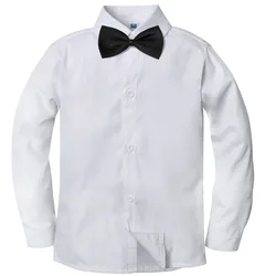 Boys White Long Sleeve Dress Shirt with Bowtie - Formal School Uniform and Ceremony Outfit (Ages 6 to 14) - 14 Years Old (1)