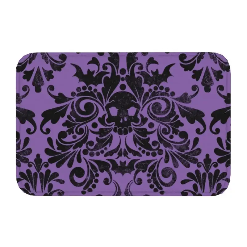 

Skull Damask Pattern Doormat Non-Slip Entrance Bathroom Kitchen Door Floor Mat Halloween Witch Goth Occult Toilet Carpet Rug