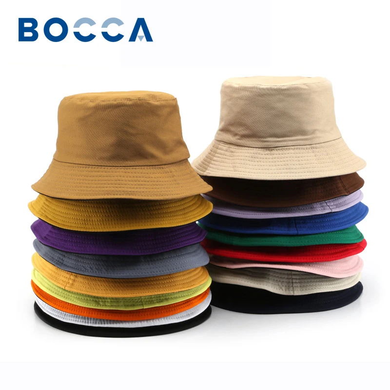 

Bocca Solid Color Bucket Hat Double Sides Fisherman Hats Reversible Panama Cap Outdoor Sun Caps Sunshade Sunscreen High Quality