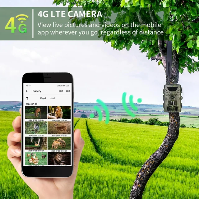 PR802LTE 4G  4K Hunting Camera with SIM Card 60MP Photos 0.3s Fast Trigger Wildlife Camera IR Night Vision 5