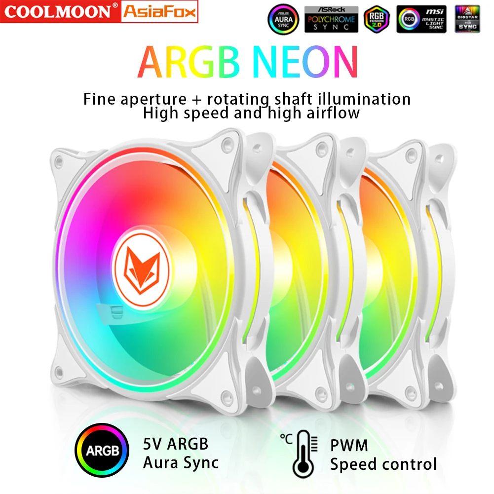 COOLMOON-ð , 120mm, 5V 3  ARGB  , Aura Sync, PC ̽ , 4  PWM  ,  ǻ ׼