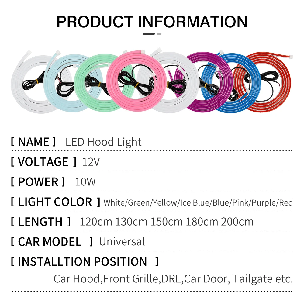 Universal 12V Tagfahrlicht Streifen LED Auto Haube Licht Flexible